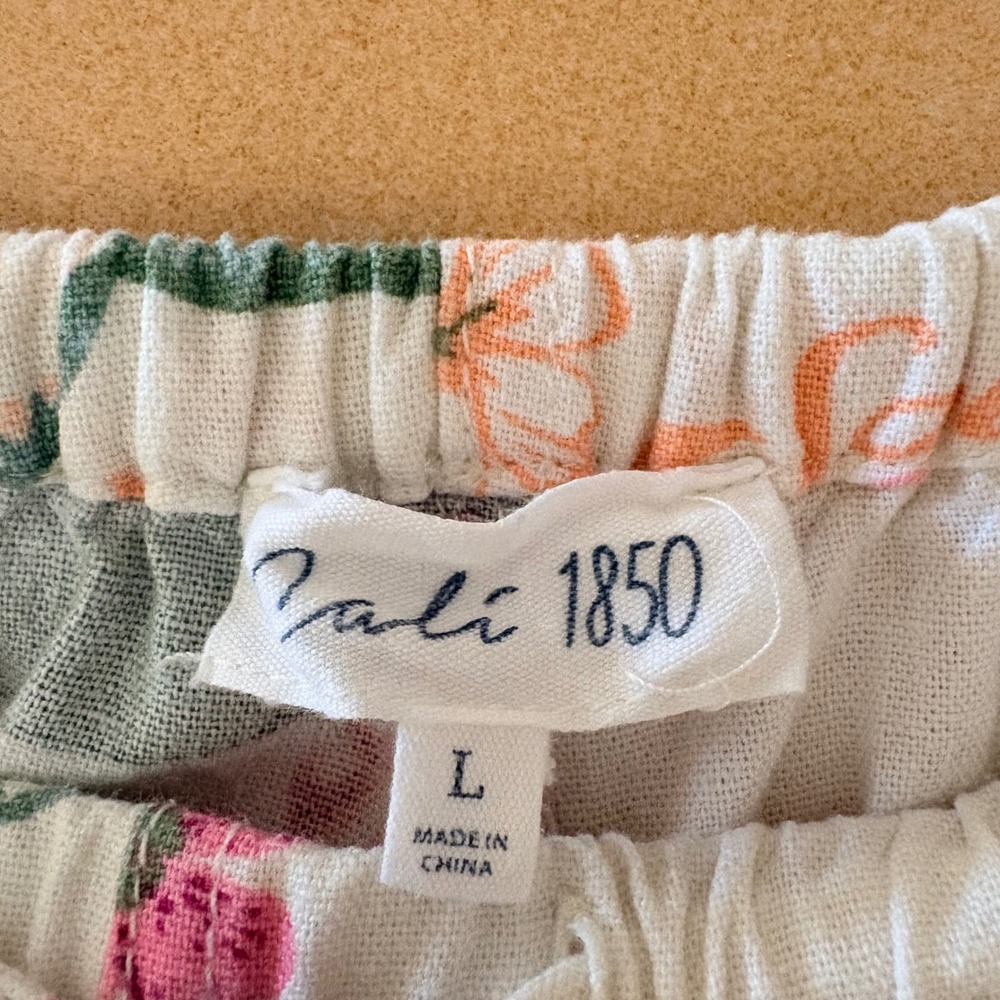 Cali 1850 Womens Vacation Print Linen blend Lounge Pants White Wide Leg Sz L - Picture 6 of 13